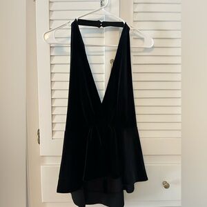 Deep-V backless velvet tank top from express